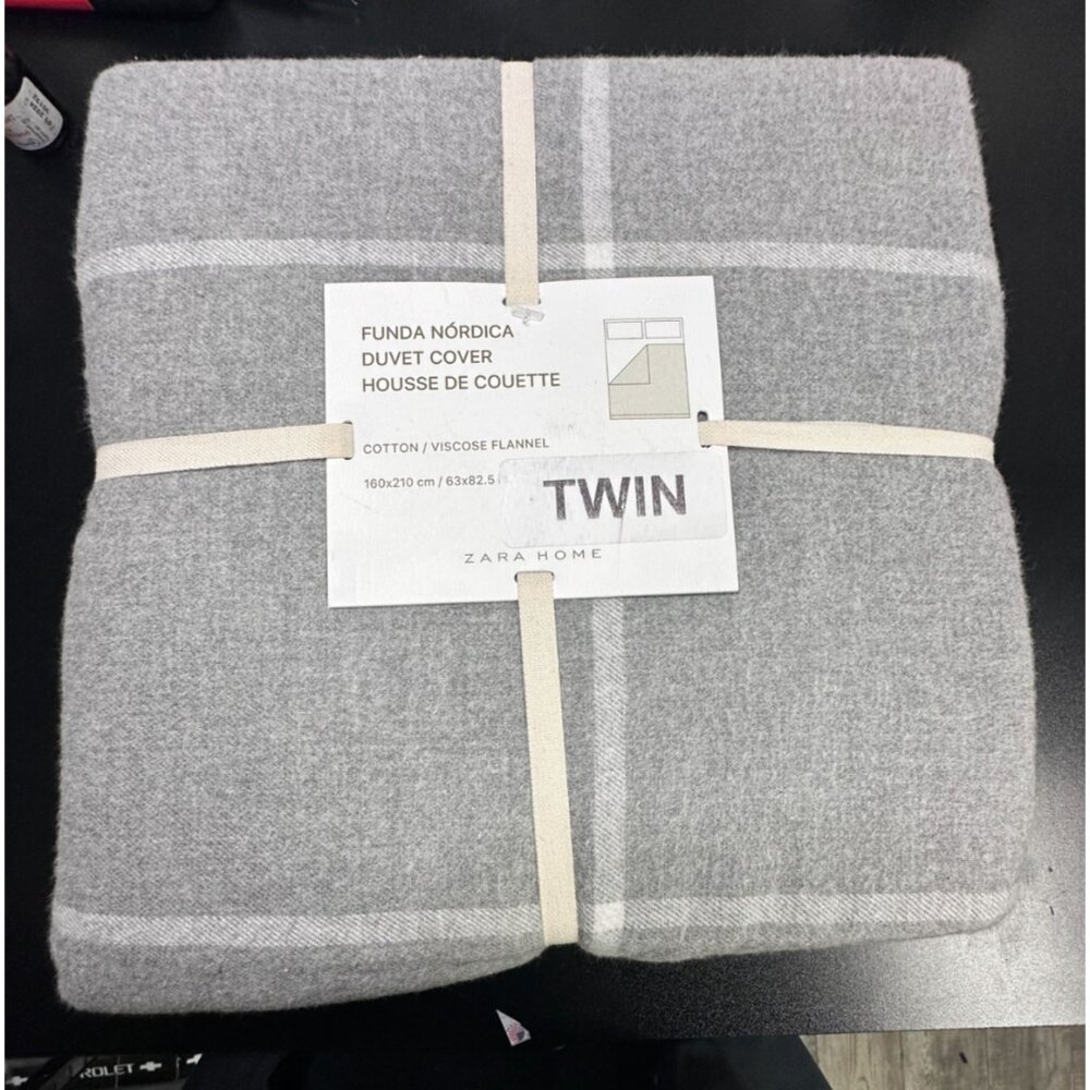 Zara Home Gray Duvet Cover TWIN Bedding 63" x 82.5'' Cotton NWT